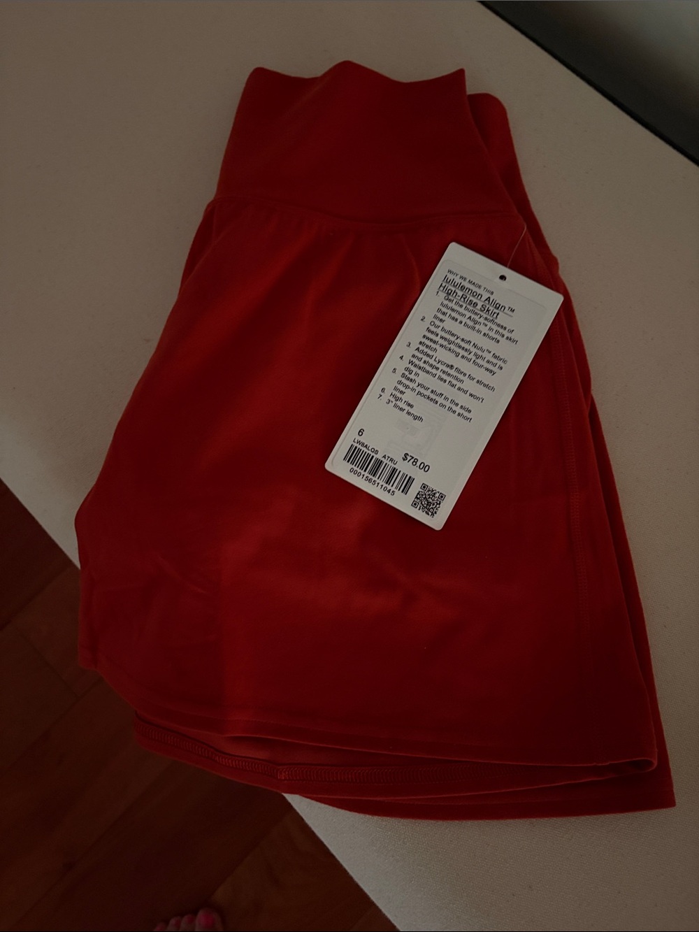 lululemon athletica Red High-Rise Skirt with Built-In Shorts